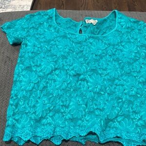 Kirra Teal Lace Short Sleeve Blouse
